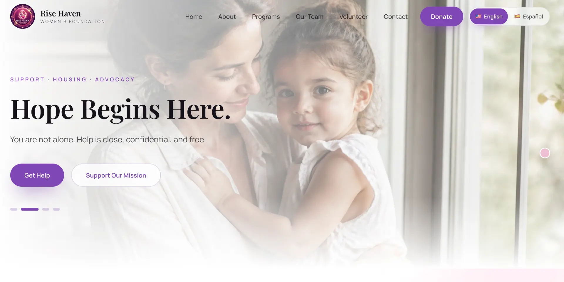 Rise Haven Women's Foundation website by Rosegold Media