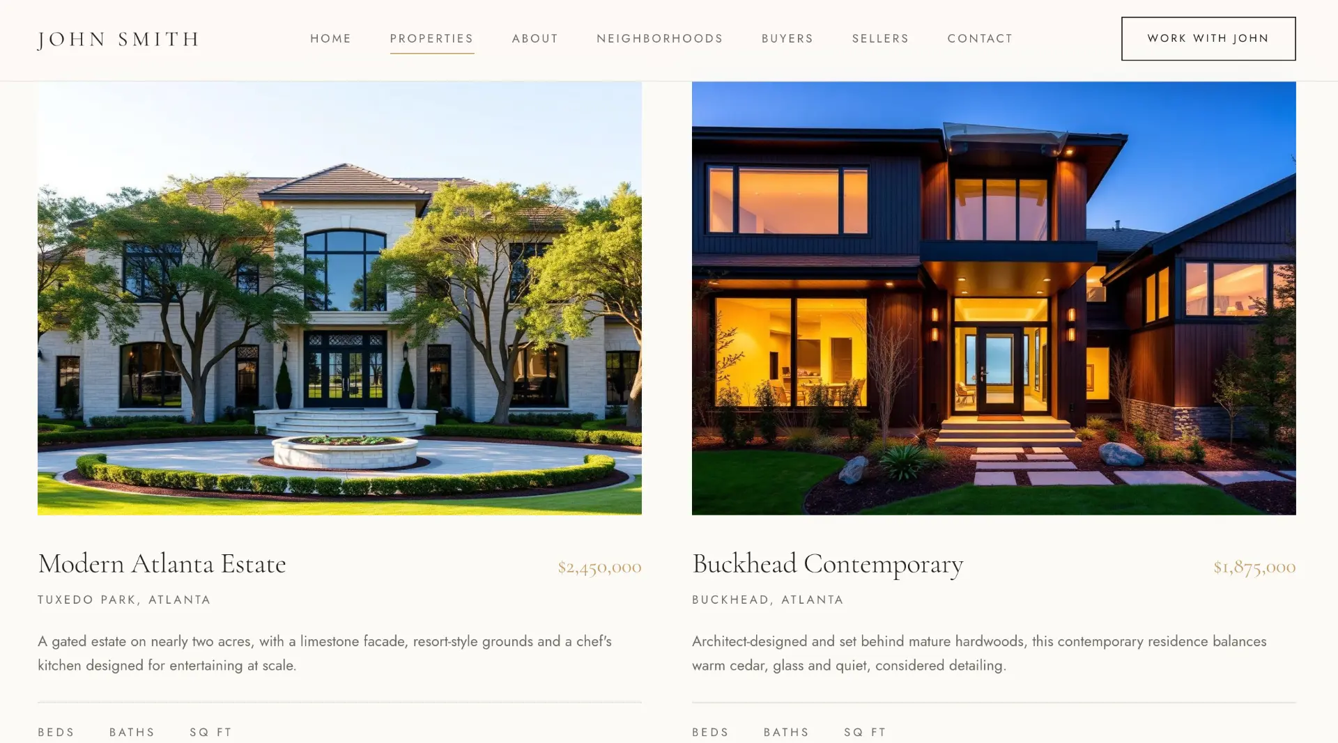 John Smith Luxury Real Estate — Properties website by Rosegold Media